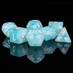 Handan 7-piece dice with swirl design, injection-molded balance for consistent results.