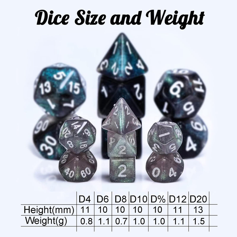 Handan mini D&amp;D dice collection highlighting 10mm size and easy readability