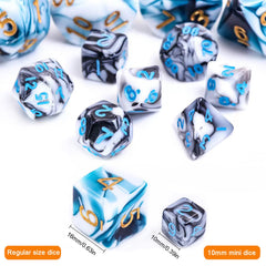 Handan polyhedral RPG dice in multicolor for varied sessions