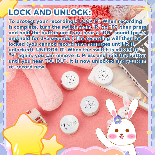 Lock and unlock control on Handepo toy recorder protects your messages.