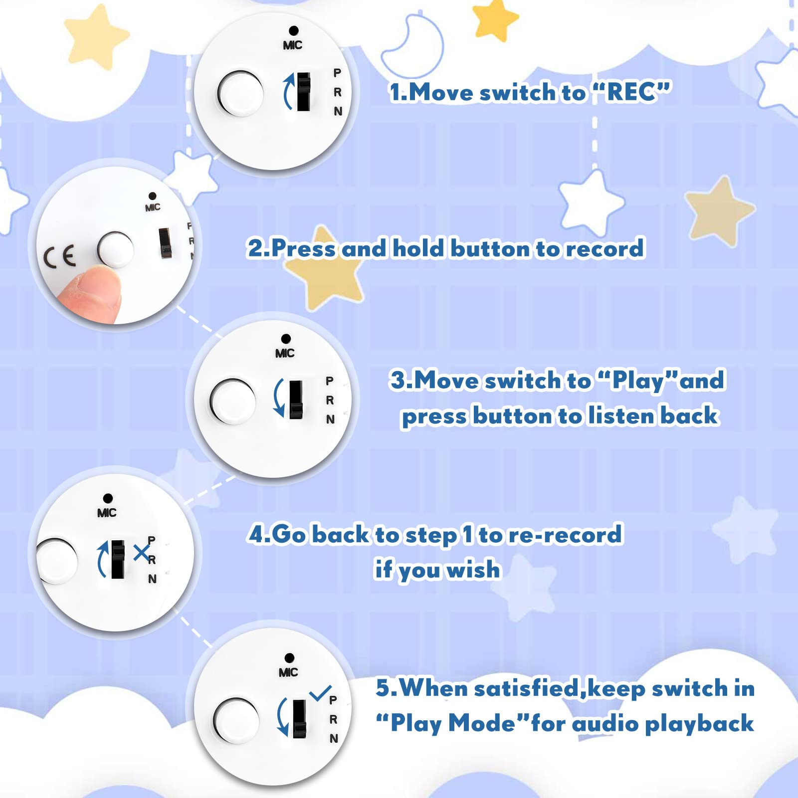 Easy record and playback with Handepo 20-second limit.