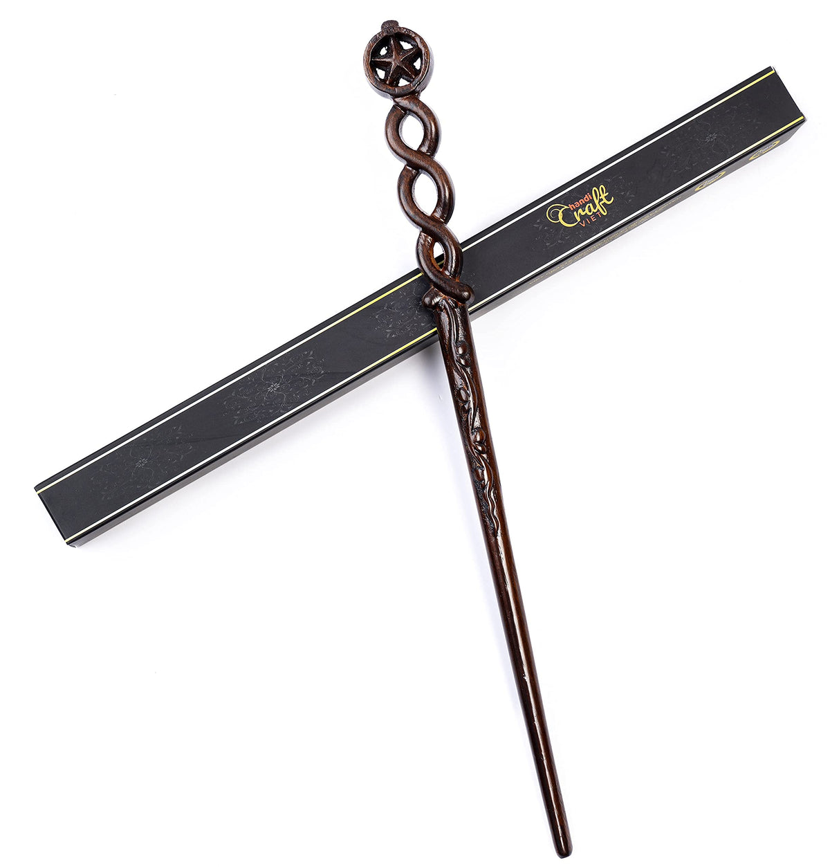 Handicraftviet star wand wooden 15-inch display for cosplay and festive roleplay