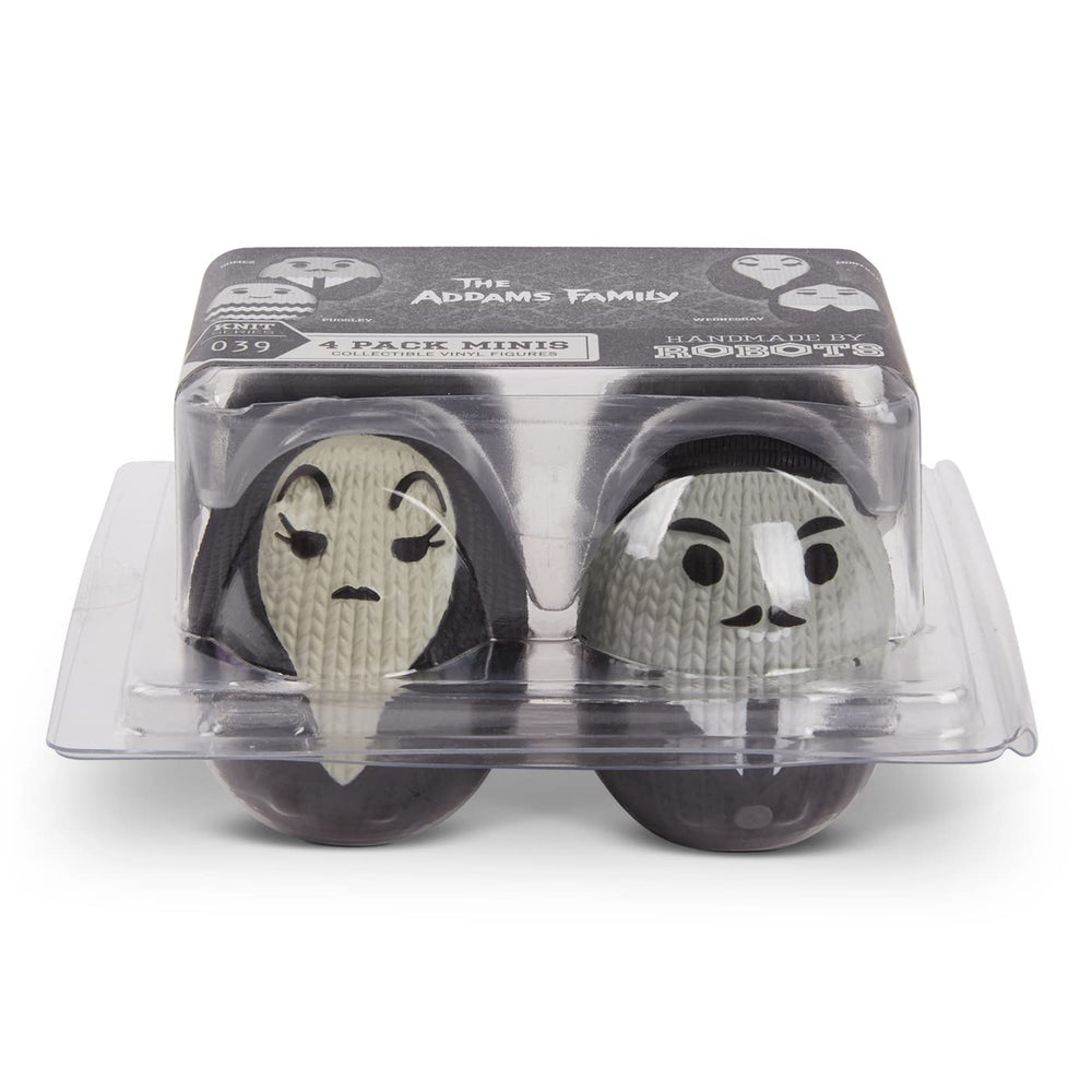 Handmade by Robots Addams Mini Egg 4 Pack knit-fabric look vinyl detail.