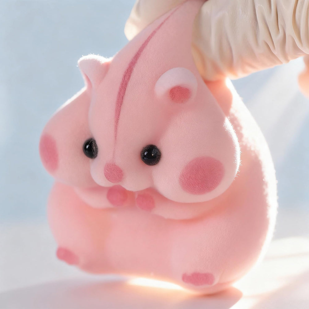 Handmade Taba Squishy Hamster Toy pink ears detail, cute and tactile.