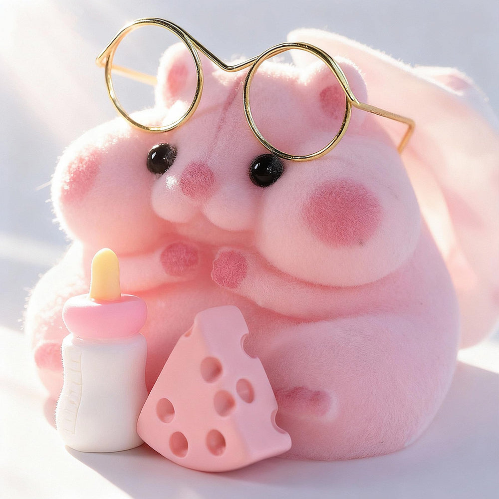 Handmade Taba Squishy Hamster Toy pink in-hand, ergonomic grip.