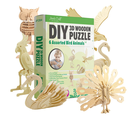 Hands Craft 3D eagle puzzle image, precise laser-cut pieces for easy assembly