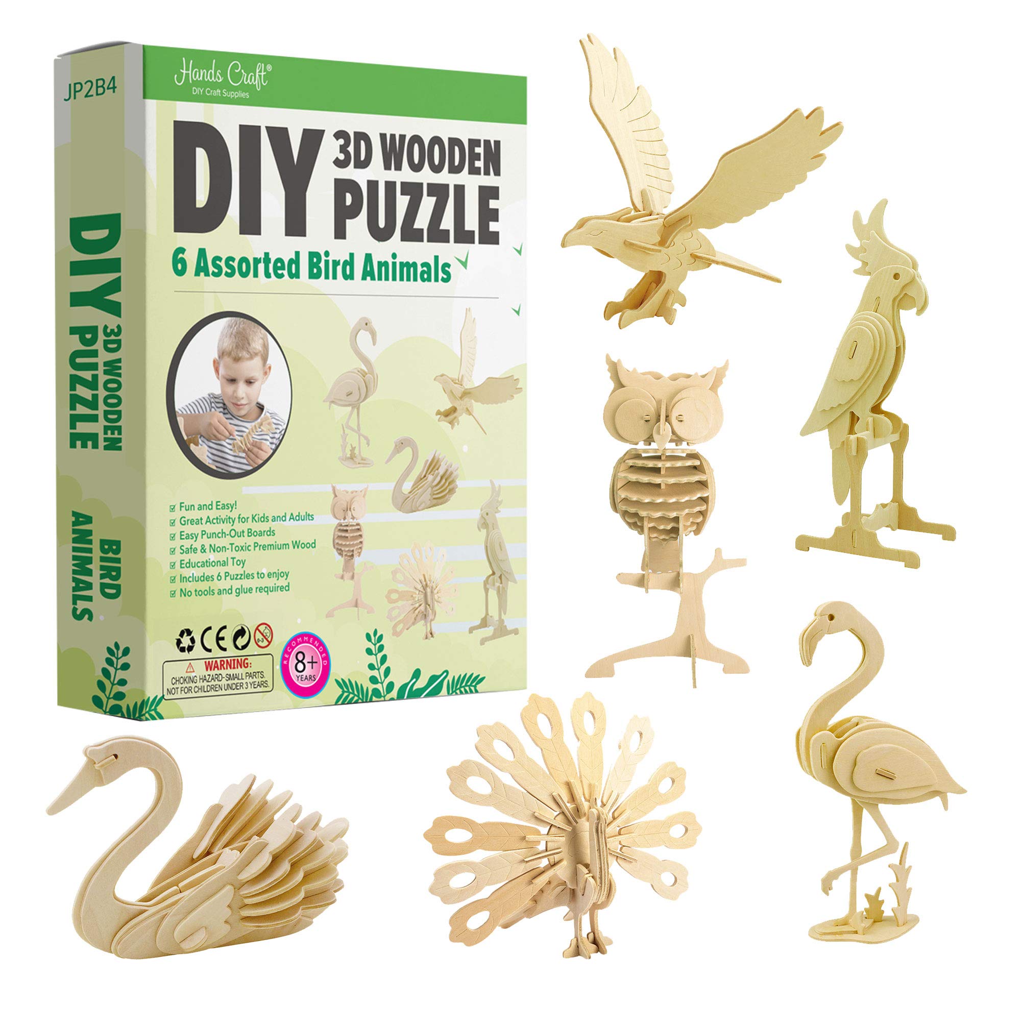 Hands Craft 3D parrot puzzle image, vibrant colors for engaging play