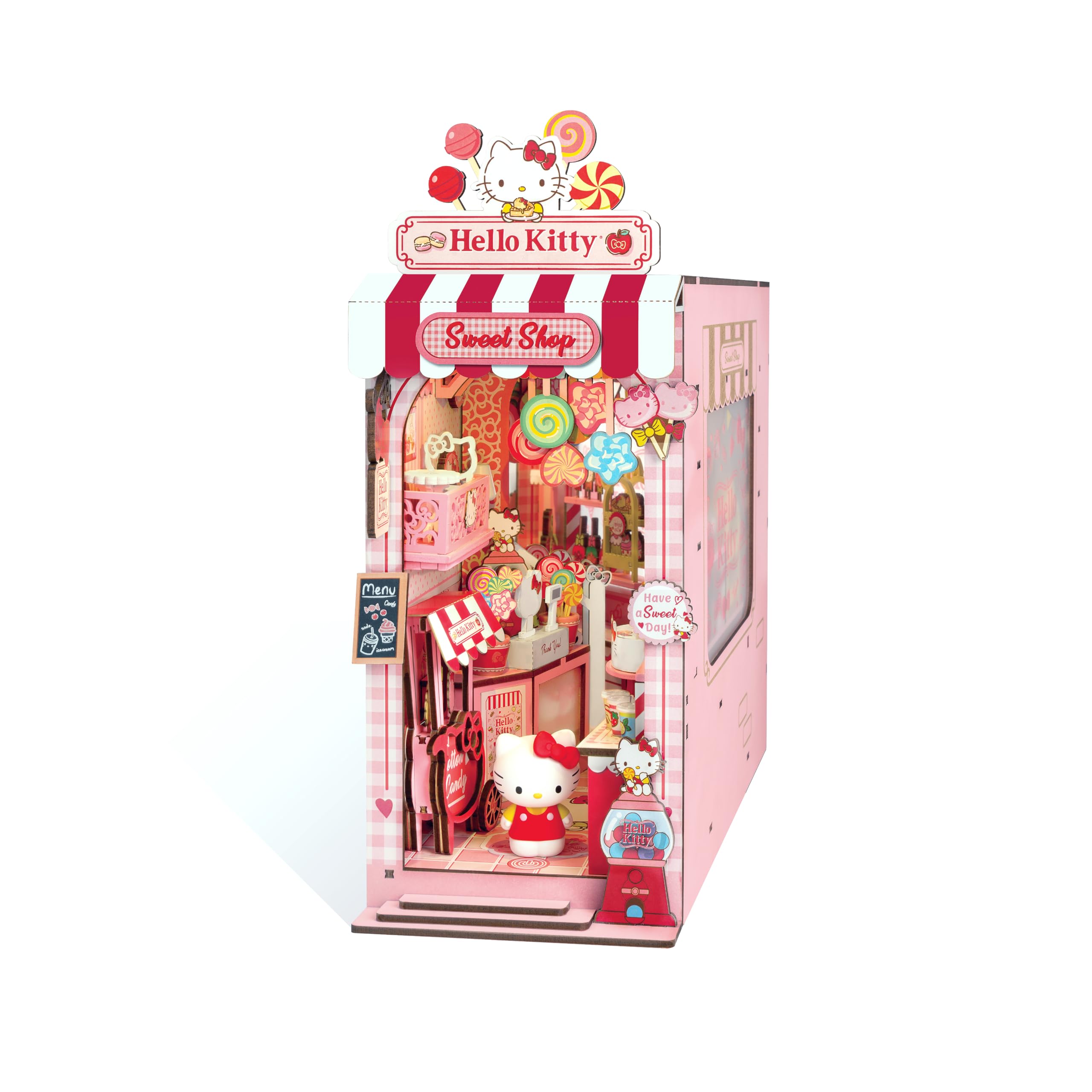 Hands Craft Hello Kitty Sweet Shop diorama front view highlights charming display details