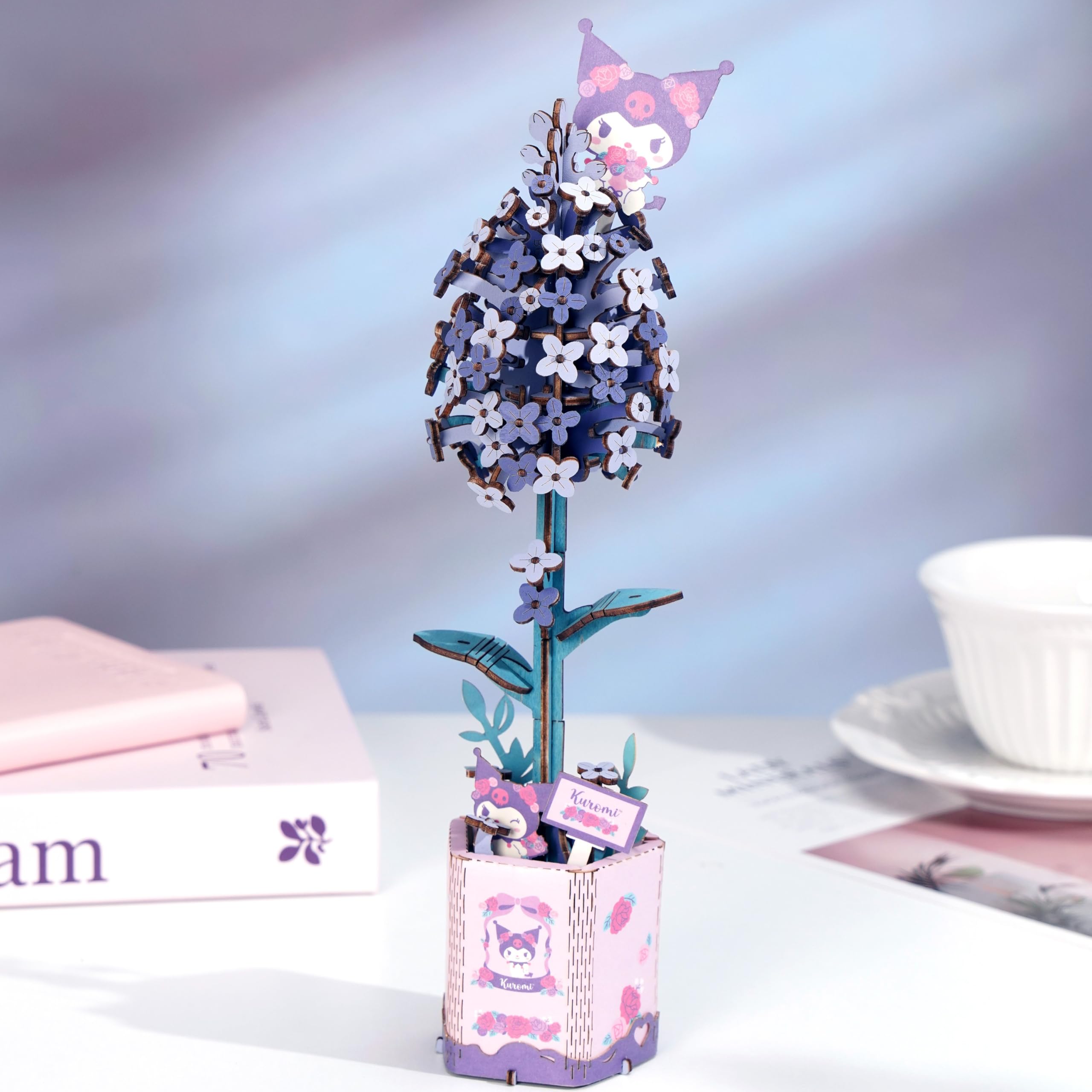 Hands Craft Kuromi flower model close-up for creative play