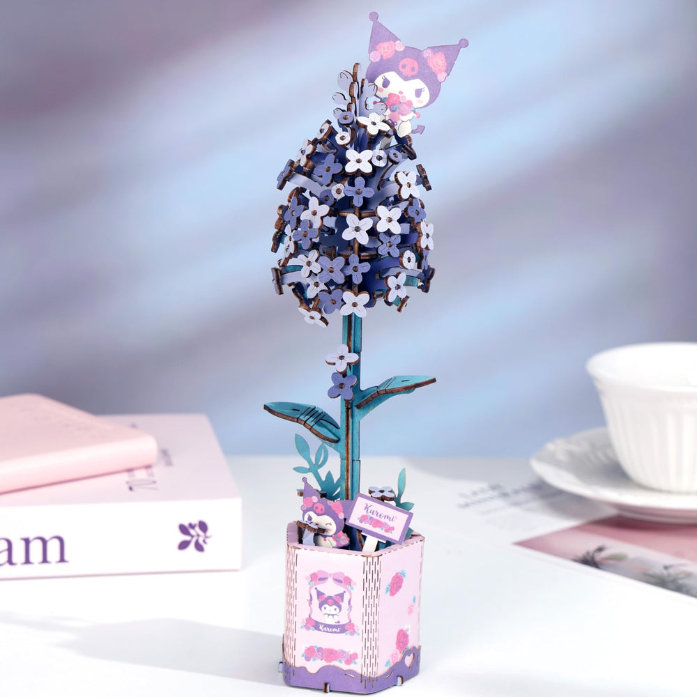 Hands Craft Kuromi flower model close-up for creative play