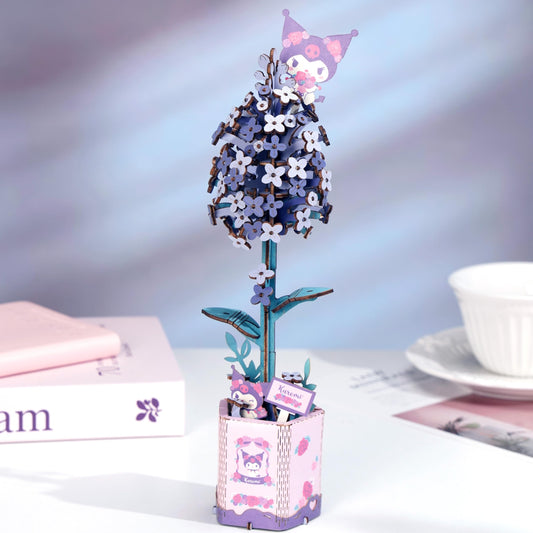 Hands Craft Kuromi flower model close-up for creative play