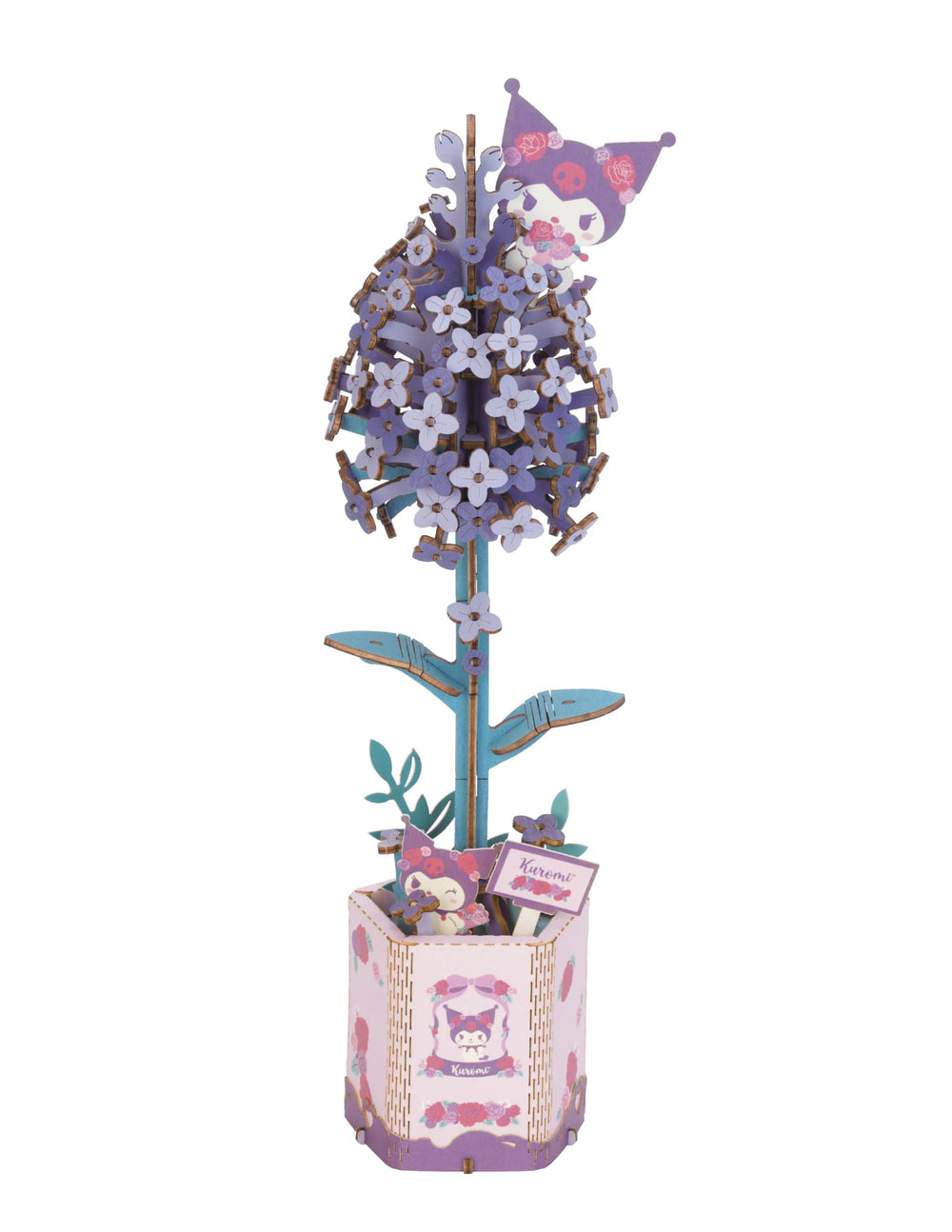 Hands Craft Lilac Hello Kitty 3D puzzle close-up showing decorative flower model