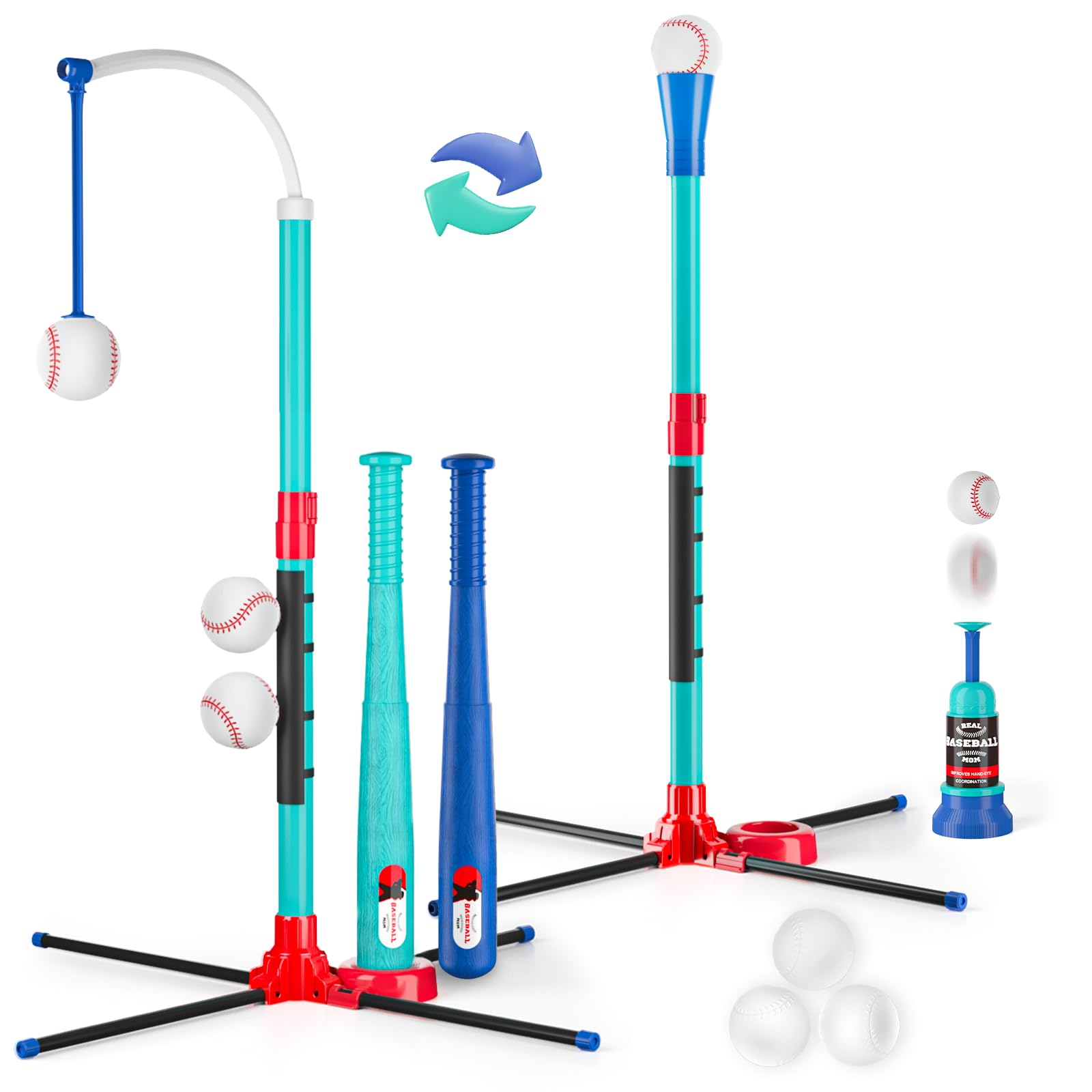 Handwell 3-in-1 T-Ball Set hanging tee action for coordination and fun