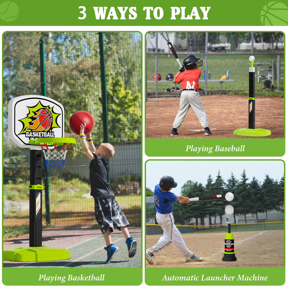 Handwell 3-in-1 automatic launcher shown promoting batting practice.