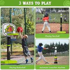 Handwell 3-in-1 automatic launcher shown promoting batting practice.