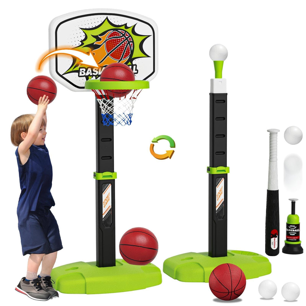 Handwell 3-in-1 toddler basketball hoop setup for indoor play to boost motor skills.