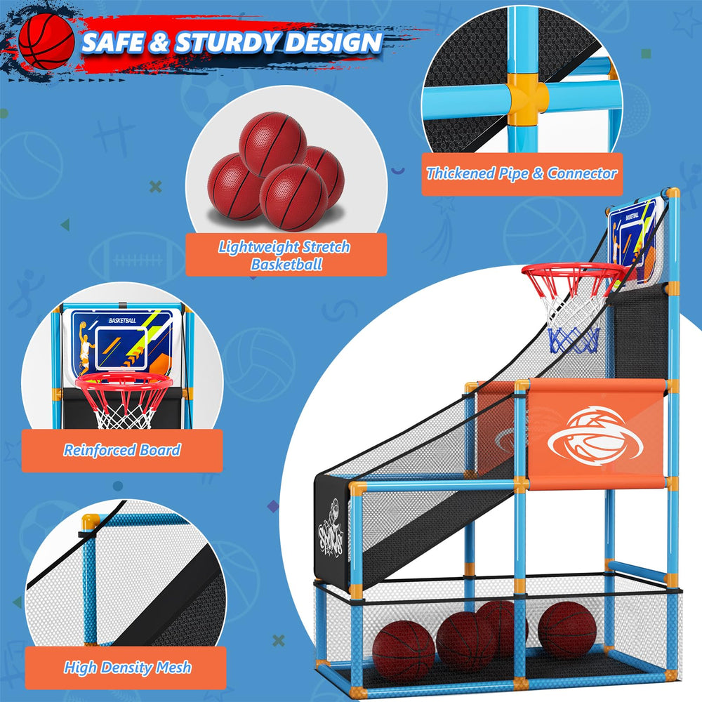 Handwell arcade basketball game-set board shows sturdy construction for outdoor use.