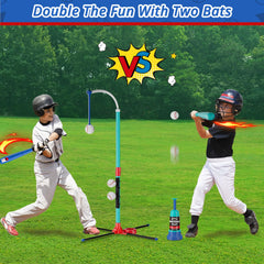 Includes two bats and six balls for versatile practice