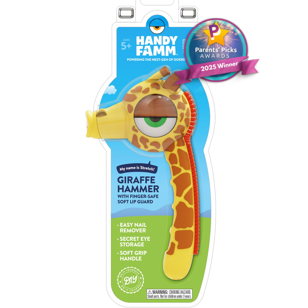 Handy Famm real metal giraffe hammer with safety sleeve for kid-friendly DIY learning