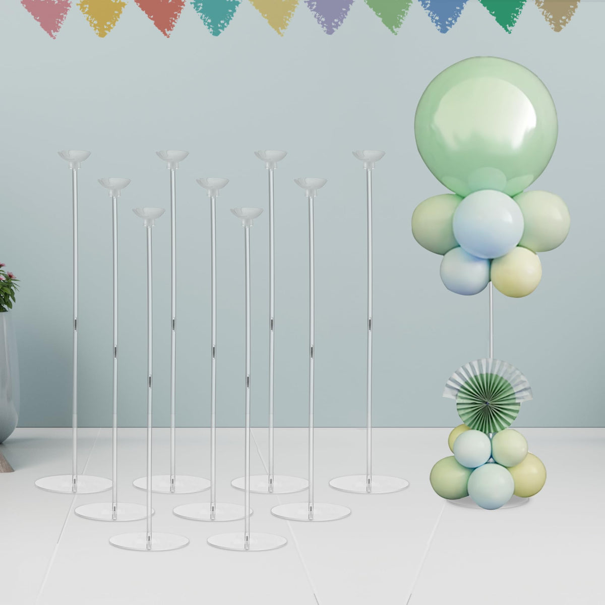 Hanna Roberts clear balloon stand structure for elegant centerpieces at events