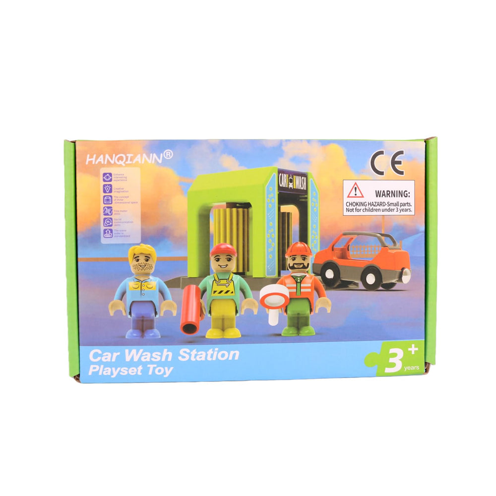 HANQIANN car wash station child-playing image illustrates toddlers exploring role-play creativity.