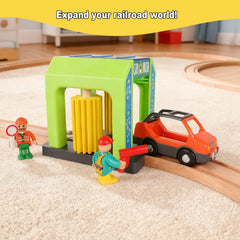 HANQIANN car wash station grey-green colors image shows kid-friendly design and appeal.