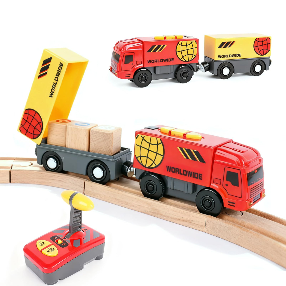 HANQIANN electric remote train locomotive with bright headlights for engaging play