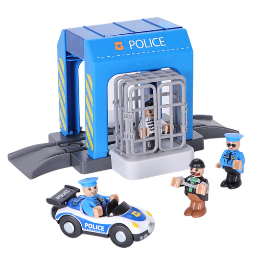 HANQIANN Police Station Playset Assembly—easy-click construction for sturdy, kids-friendly playtime.