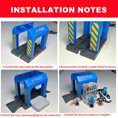 HANQIANN Police Station Playset Compatible with Wooden Tracks—seamless integration with existing set.