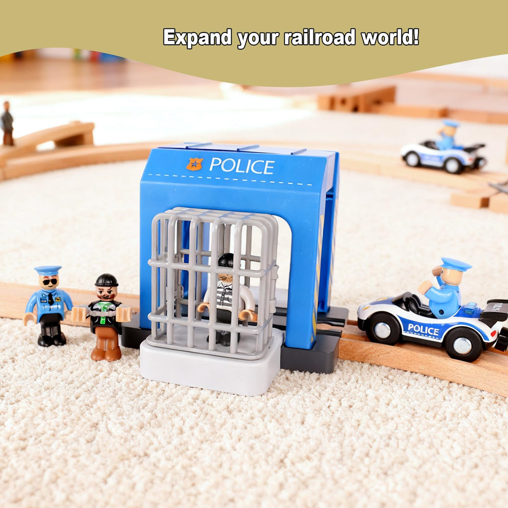 HANQIANN Police Station Playset Prison—instant scene for imaginative law-enforcement roleplay.