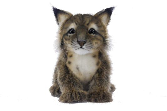 Hansa Lynx Cub plush, front view, soft cuddle texture for imaginative play