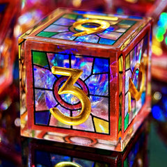 HAOMEJA red sky dice with stained-glass core display ideal for tabletop RPGs