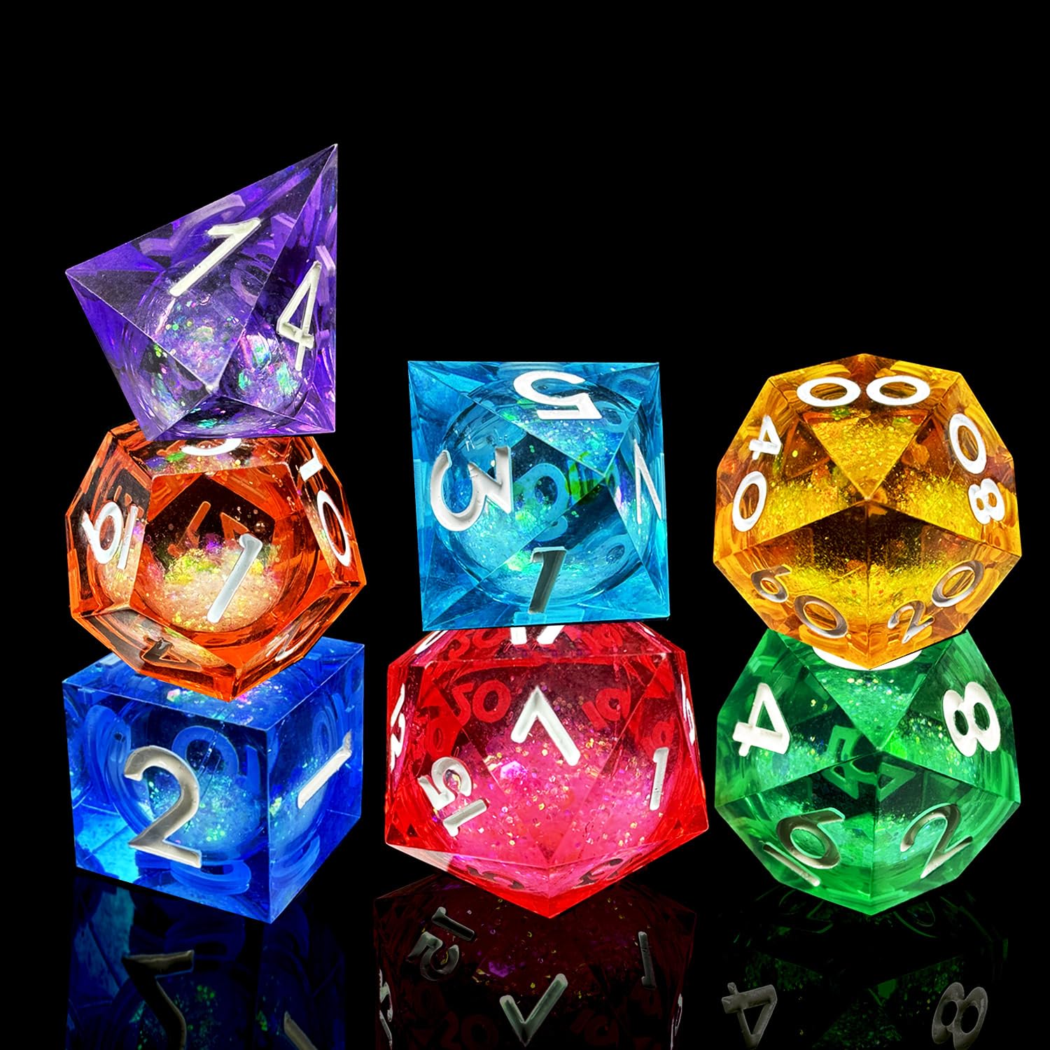 HAOMEJA D100 dice deliver high-visibility numbers and striking resin details.