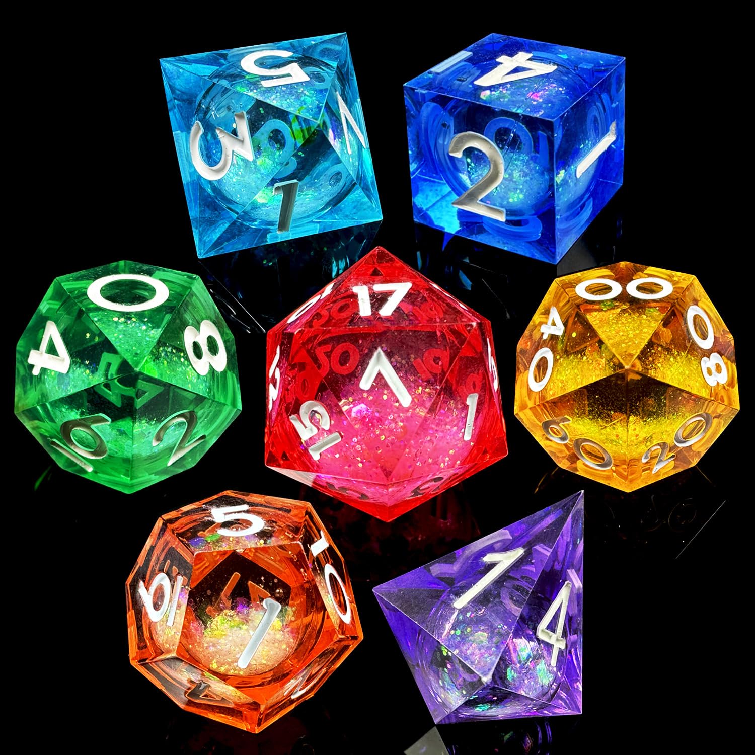 HAOMEJA liquid core D20 dice with sharp edges for immersive tabletop gameplay.