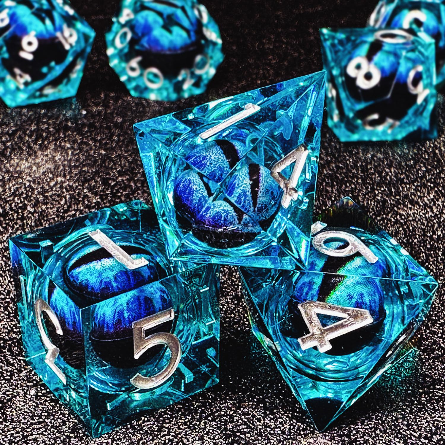 HAOMEJA blue resin polyhedral dice with sharp edges for accurate reads