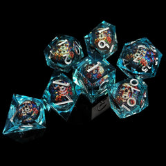 HAOMEJA resin dice D12-D8 detail highlights polished craftsmanship.