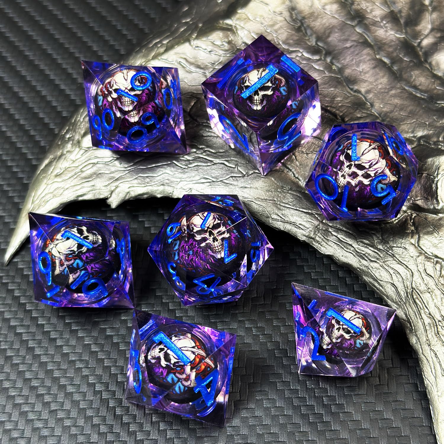 HAOMEJA skull D&D dice D10 vivid resin facets for quick outcomes.