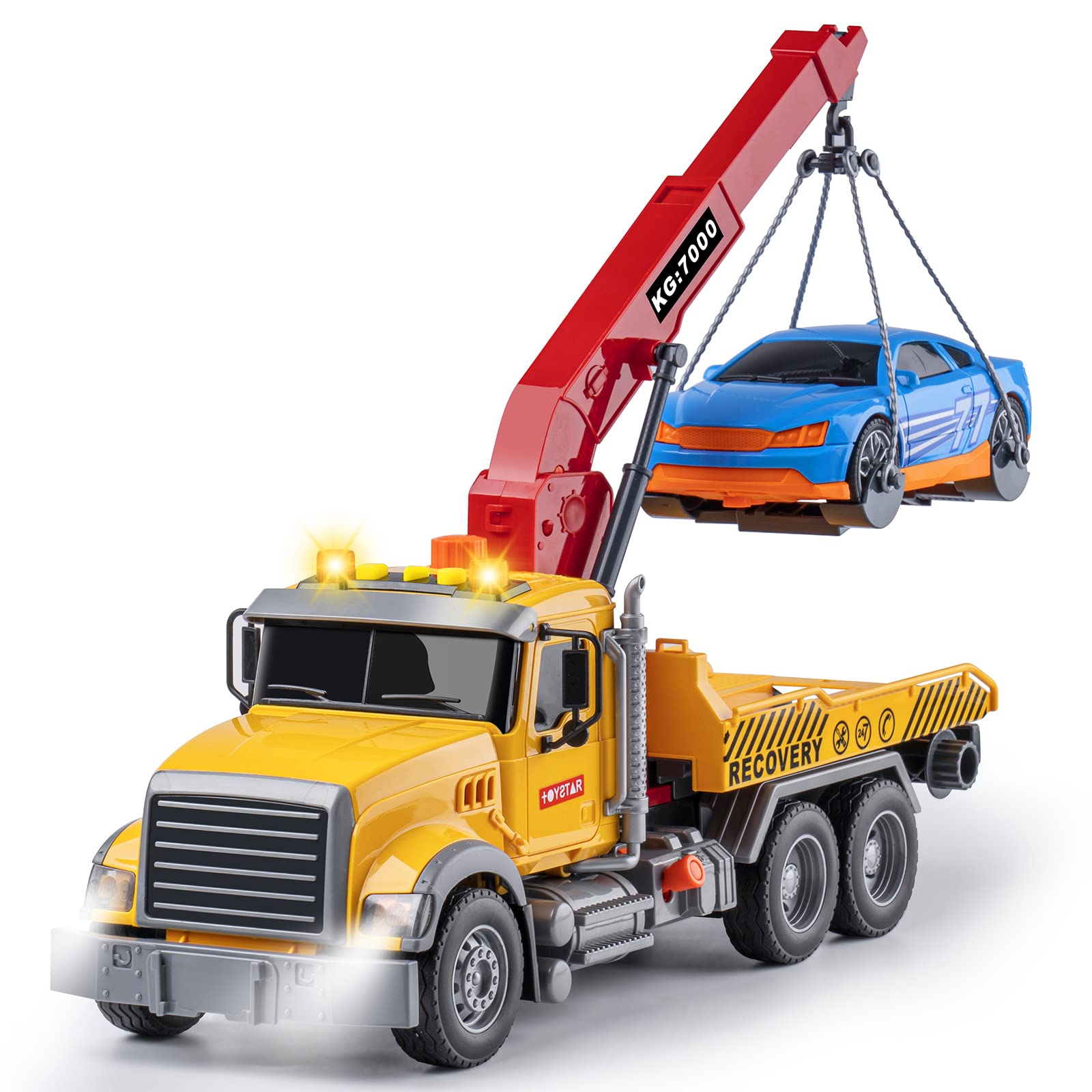 haomsj big tow trucks hook-and-car: ideal for imaginative rescue play.