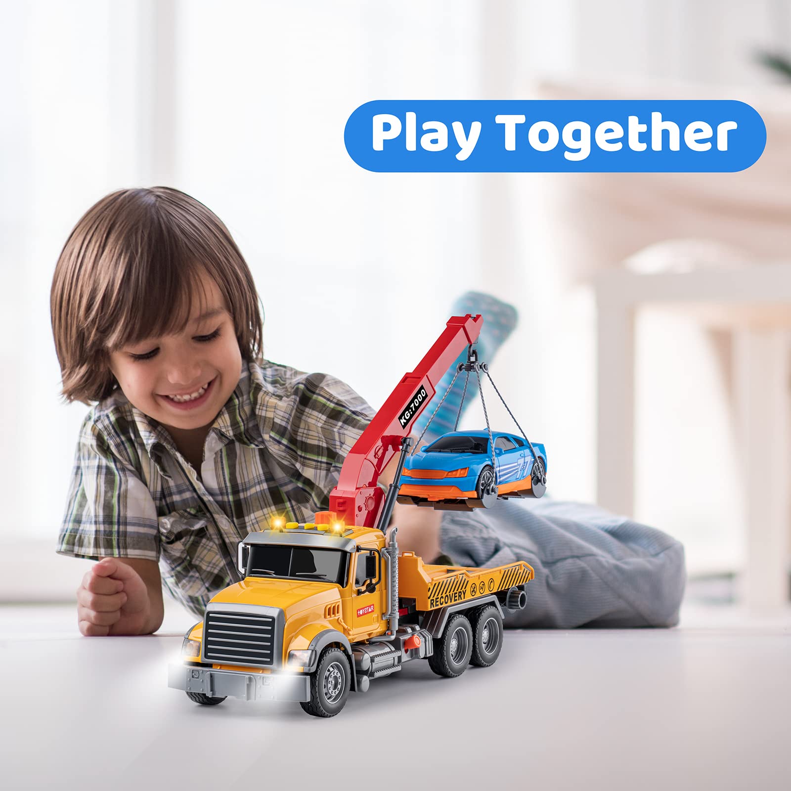 haomsj tow-truck detailed-design: durable ABS finish stands up to everyday use.