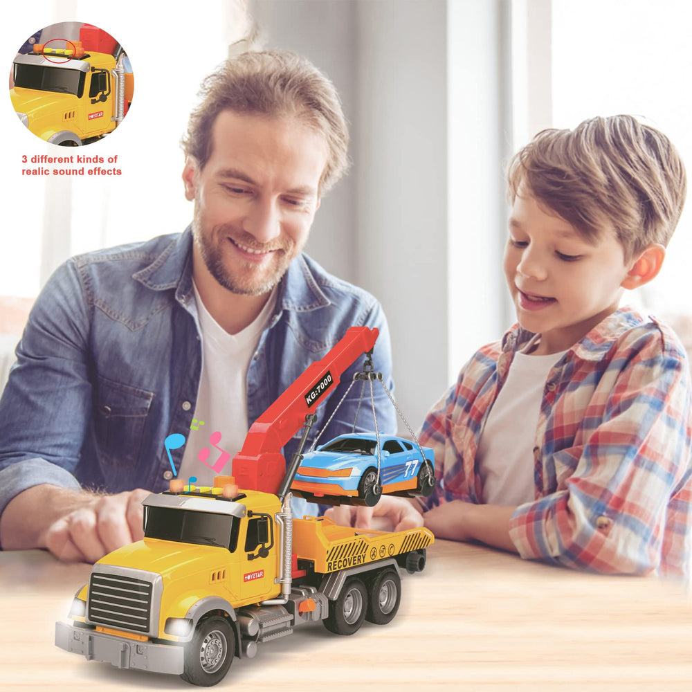 haomsj tow-truck in-action-pulling-car: realistic play scenes spark creativity.