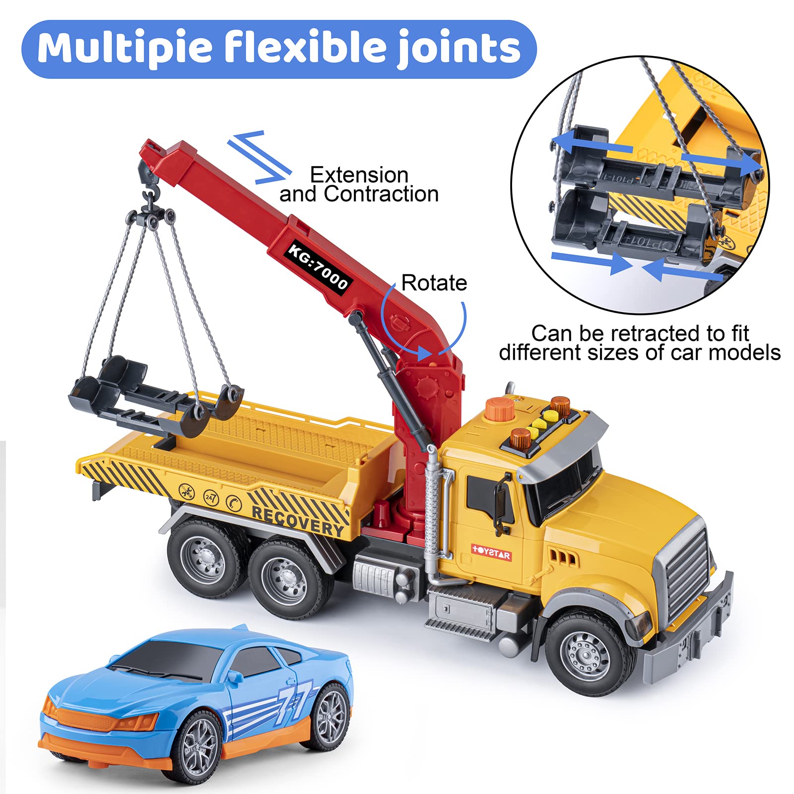 haomsj tow-truck retractable-parts: versatile features for varied play scenarios.