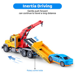haomsj tow-truck tilting-load-platform: smooth unloading during pretend deliveries.