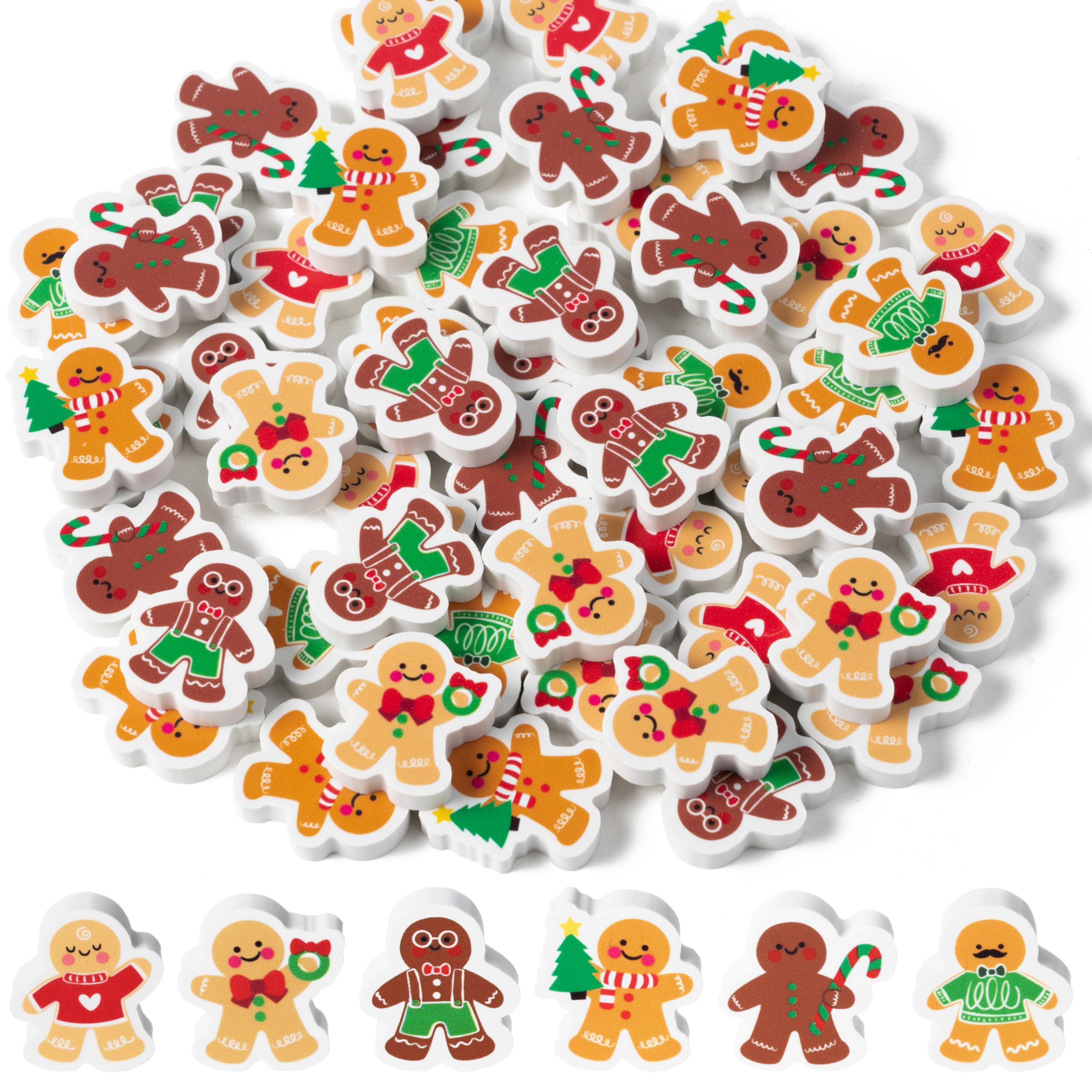 Haooryx Christmas gingerbread men erasers in six colors are great for classroom rewards.