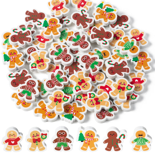 Haooryx Christmas gingerbread men erasers in six colors are great for classroom rewards.