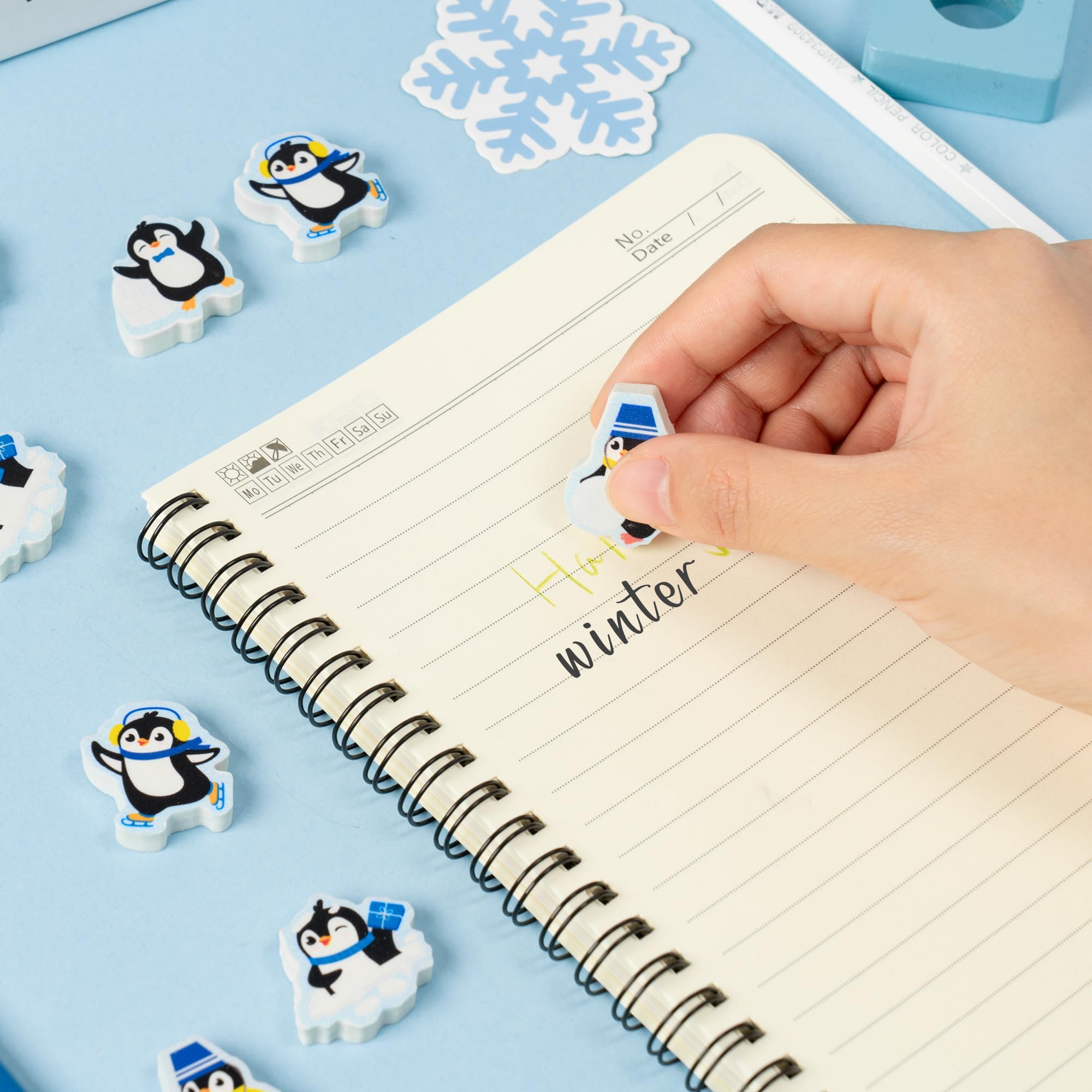 Haooryx durable rubber penguin erasers for long-lasting use