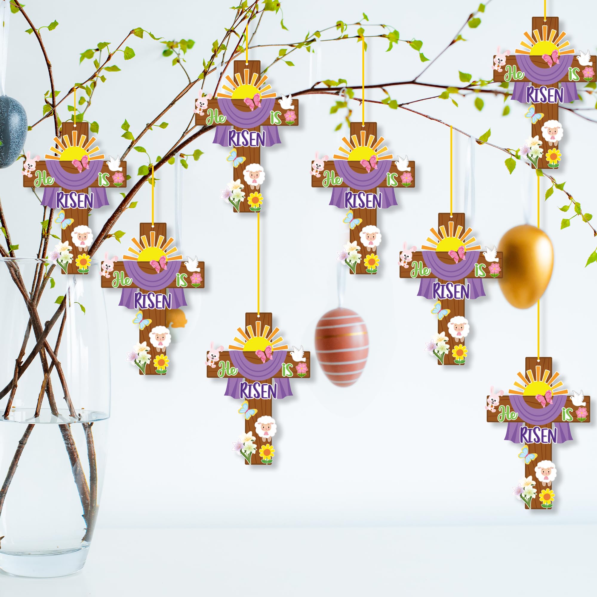 Haooryx white ribbon enables a clean, ready-to-hang cross ornament