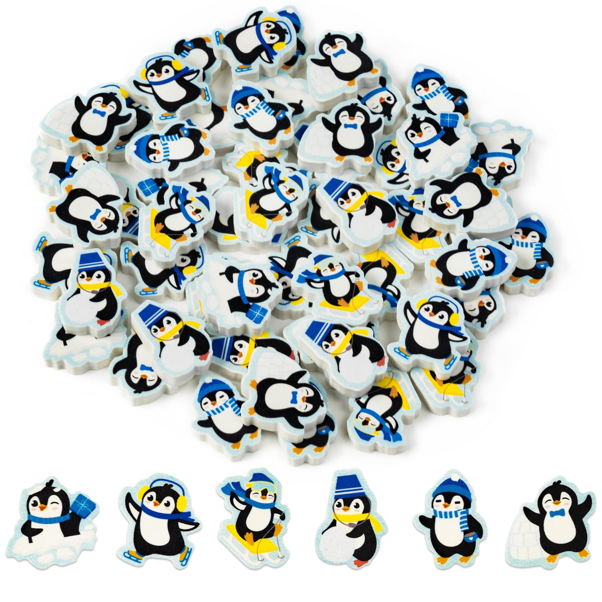 Haooryx Penguin mini erasers set for classroom and party favors