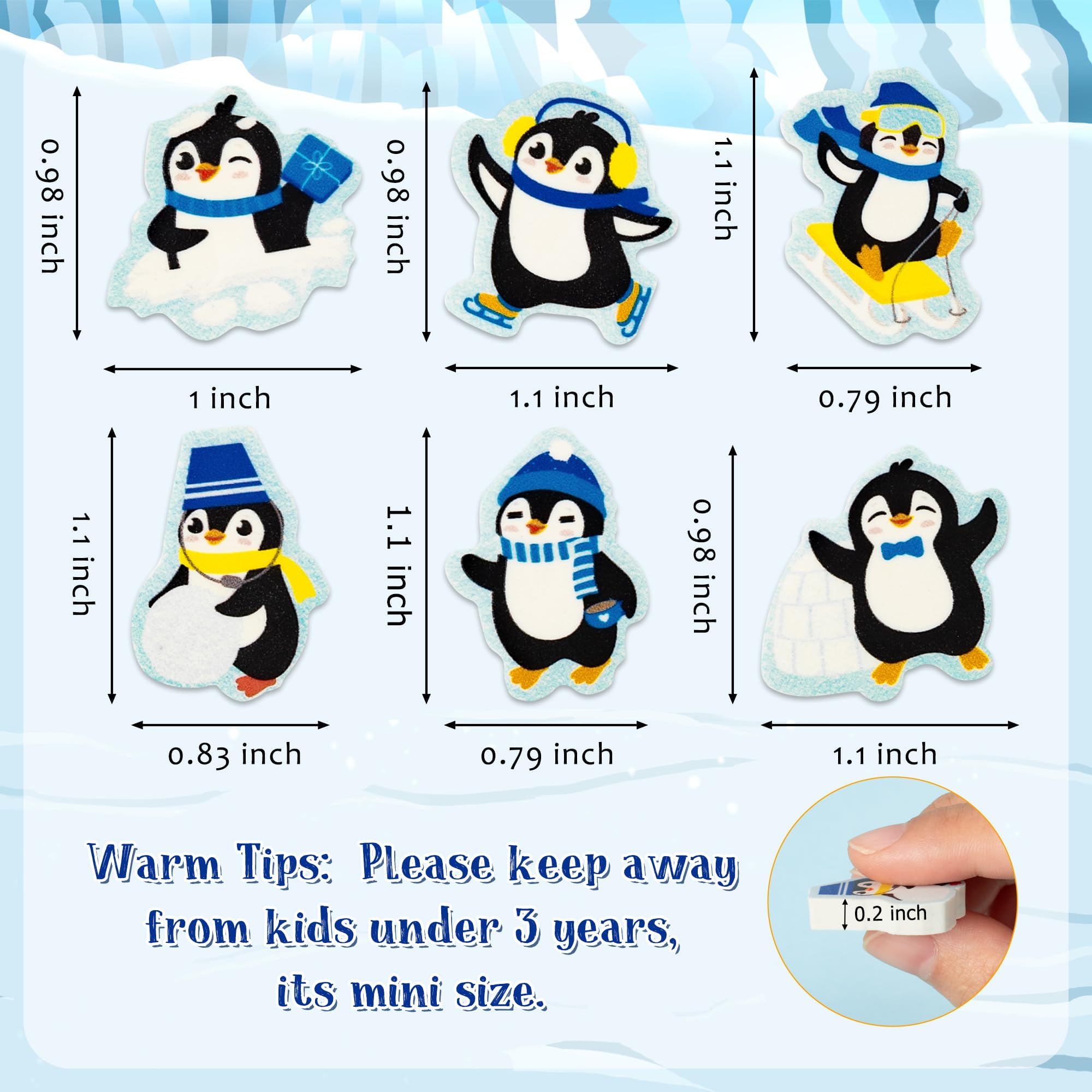 Haooryx penguin erasers featuring six designs for desks