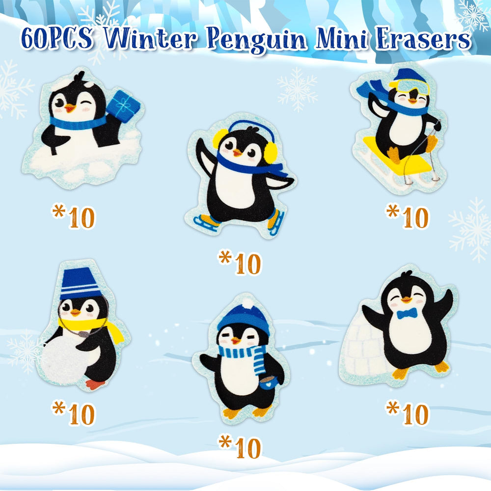 Haooryx winter penguin erasers collection for holiday decor