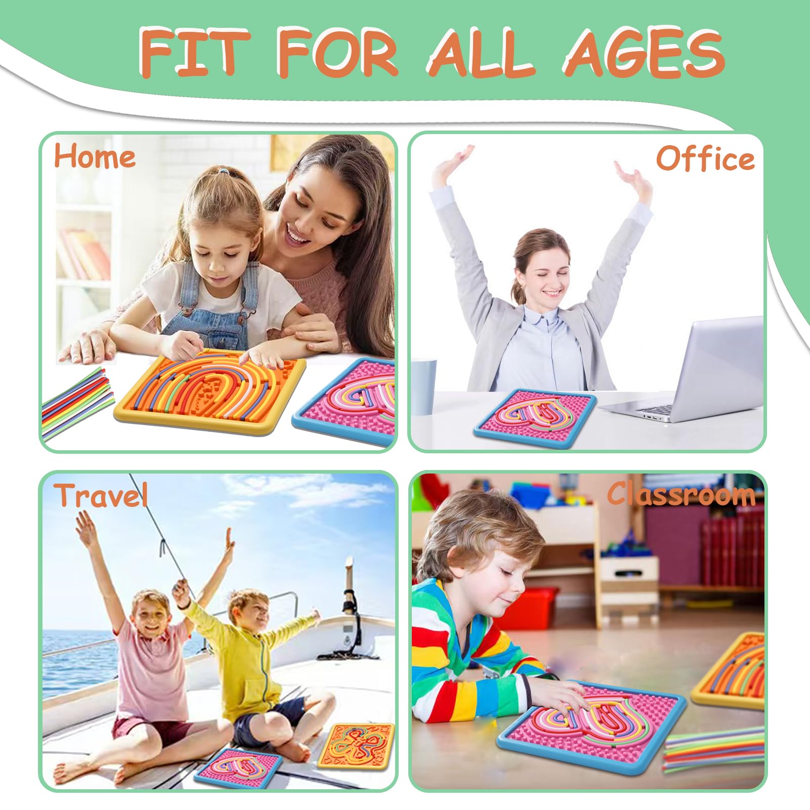 HAPATOYS travel-friendly board shown with included bag for on-the-go calm.